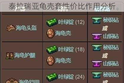 泰拉瑞亚龟壳套性价比作用分析